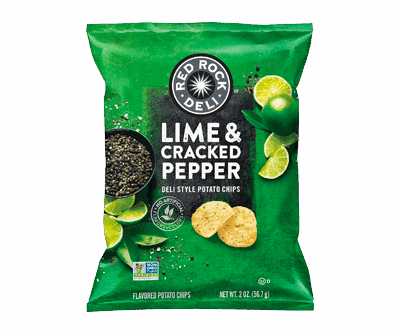 Red Rock Deli Style Potato Chips, Lime & Cracked Pepper, 2 Ounce (12 Count)